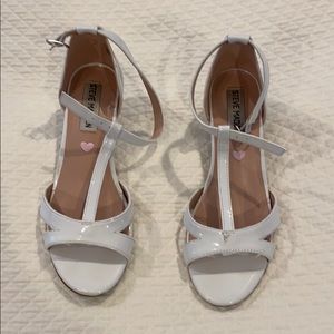 Steve Madden white kitten heel sandals